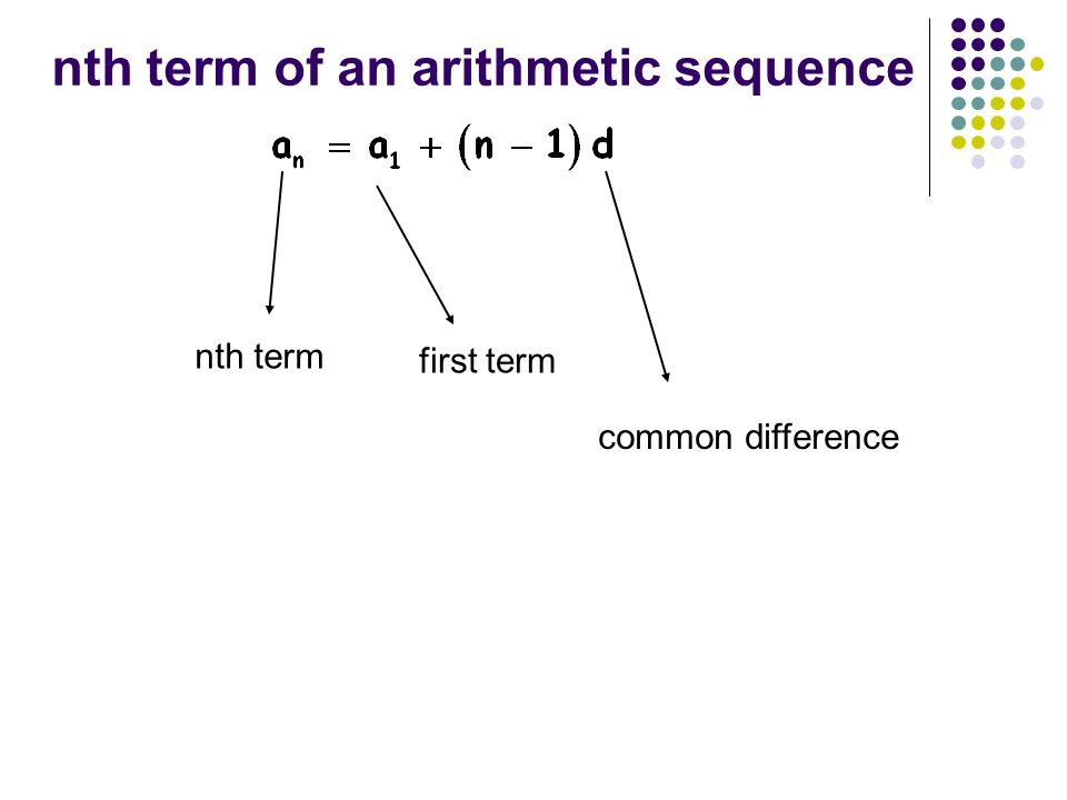 nth term of an arithmetic sequence nth term first term common difference