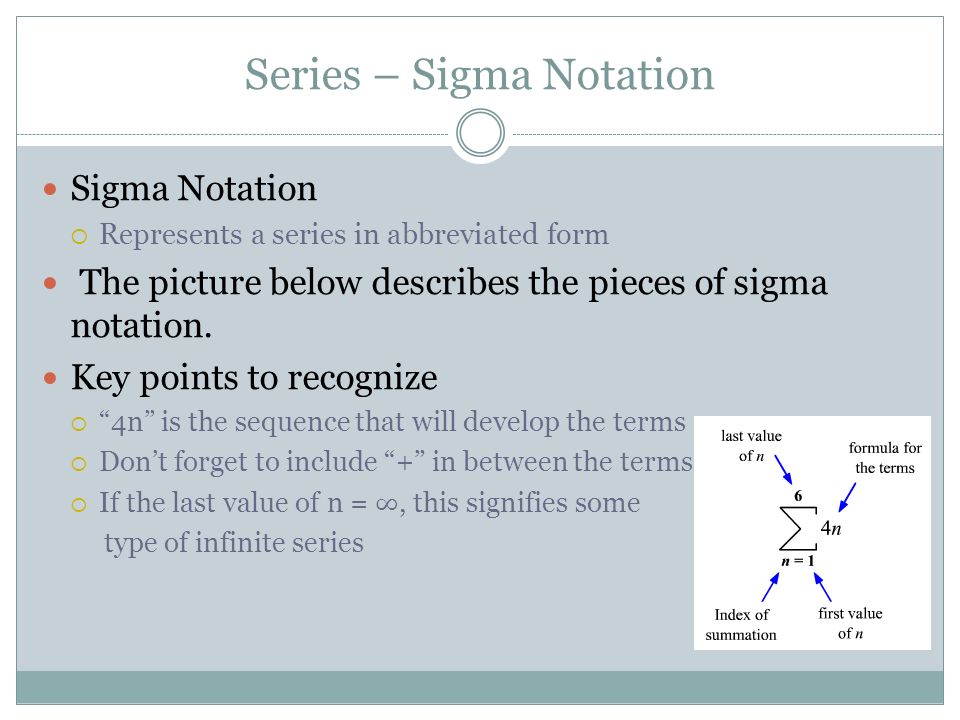 Series – Sigma Notation