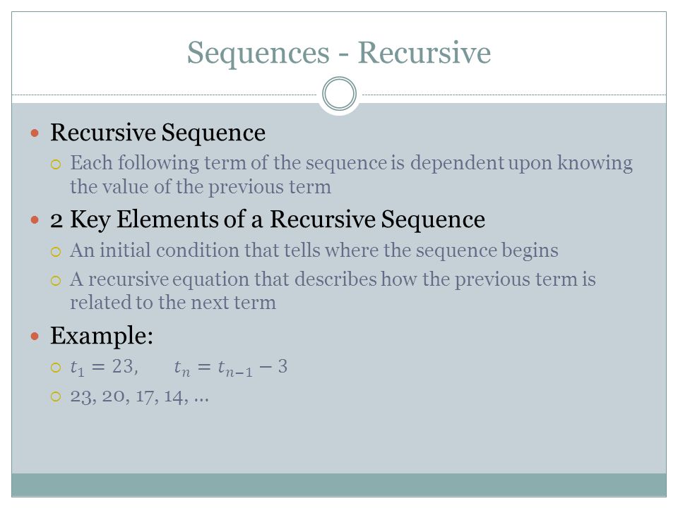 Sequences - Recursive