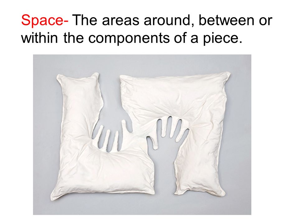 Space- The areas around, between or within the components of a piece.