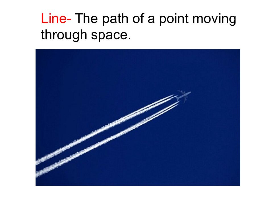 Line- The path of a point moving through space.
