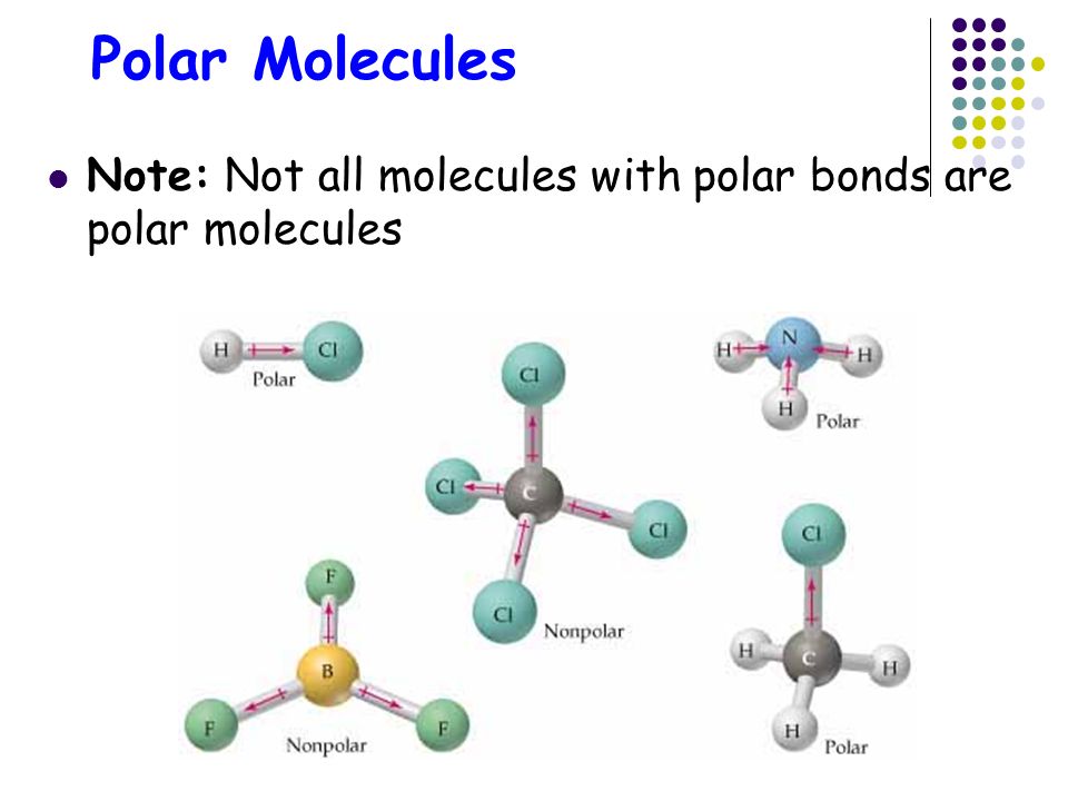 Polar Molecules Note: Not all molecules with polar bonds are polar molecules