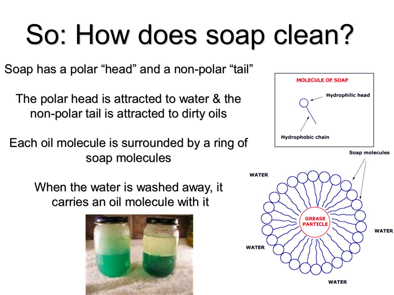 So: How does soap clean.