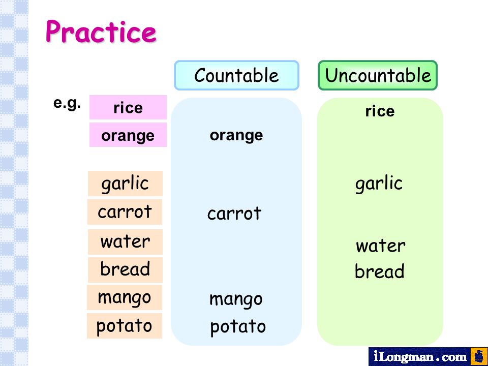 Practice orange rice e.g.