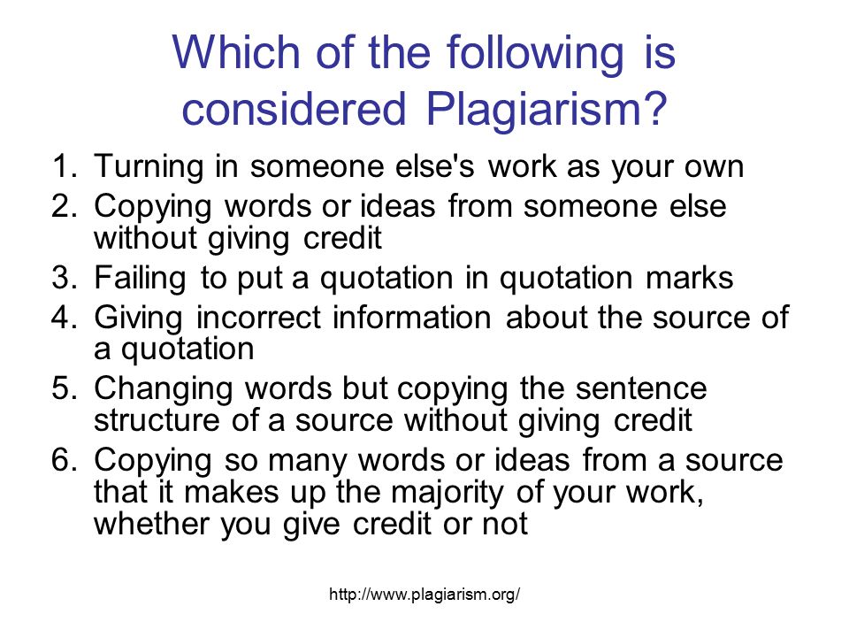 Which of the following is considered Plagiarism.