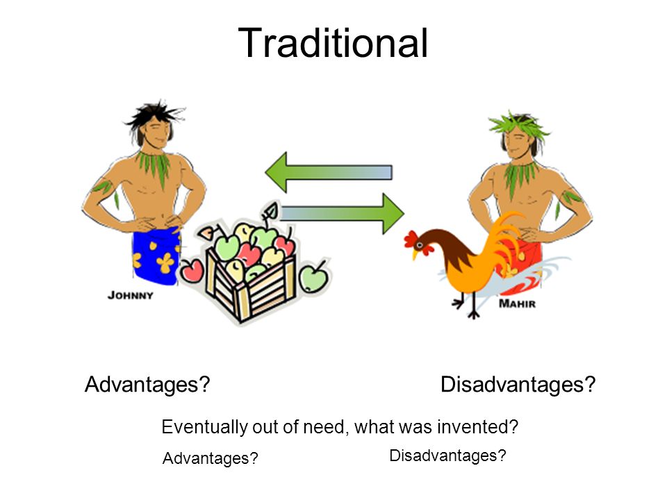 Traditional Advantages Disadvantages. Eventually out of need, what was invented.