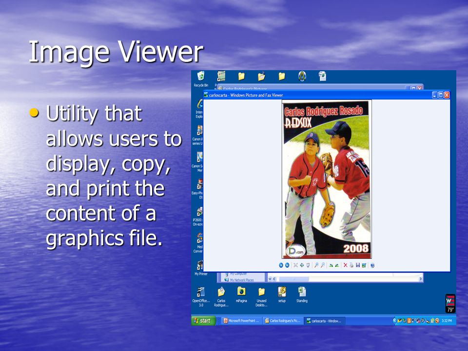 Image Viewer Utility that allows users to display, copy, and print the content of a graphics file.
