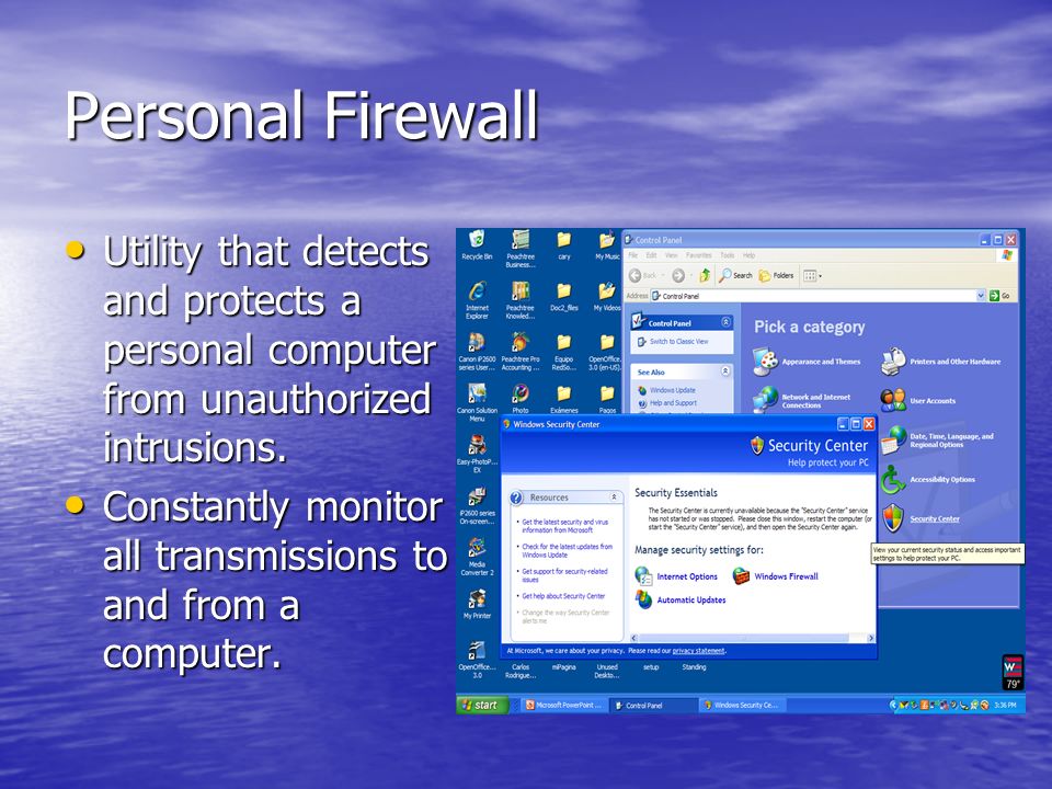Personal Firewall Utility that detects and protects a personal computer from unauthorized intrusions.