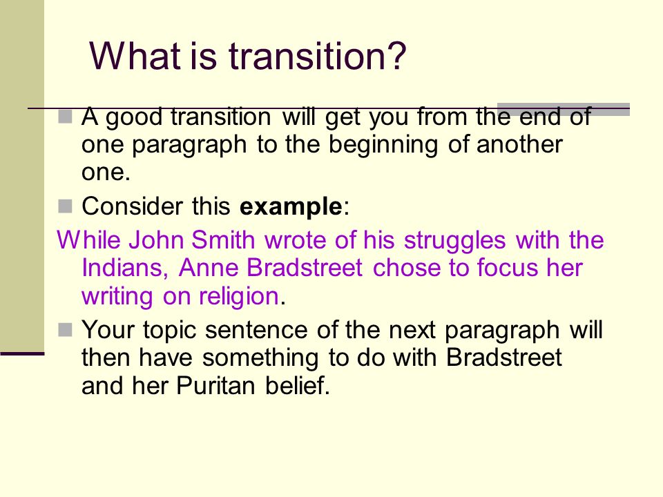 What is transition.