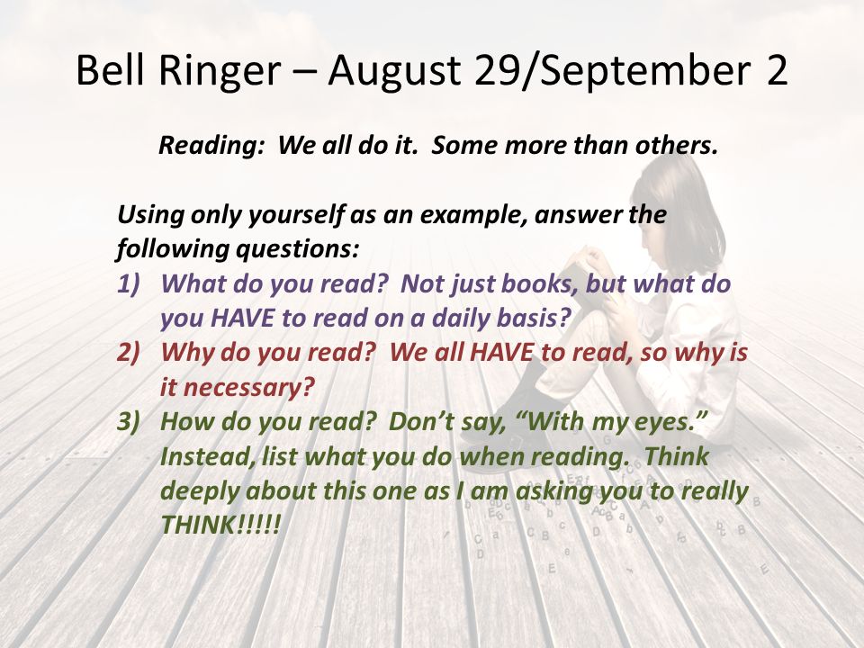 Bell Ringer – August 29/September 2 Reading: We all do it.