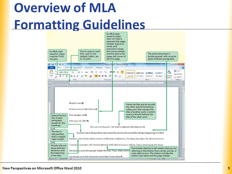 XP Overview of MLA Formatting Guidelines New Perspectives on Microsoft Office Word 20105