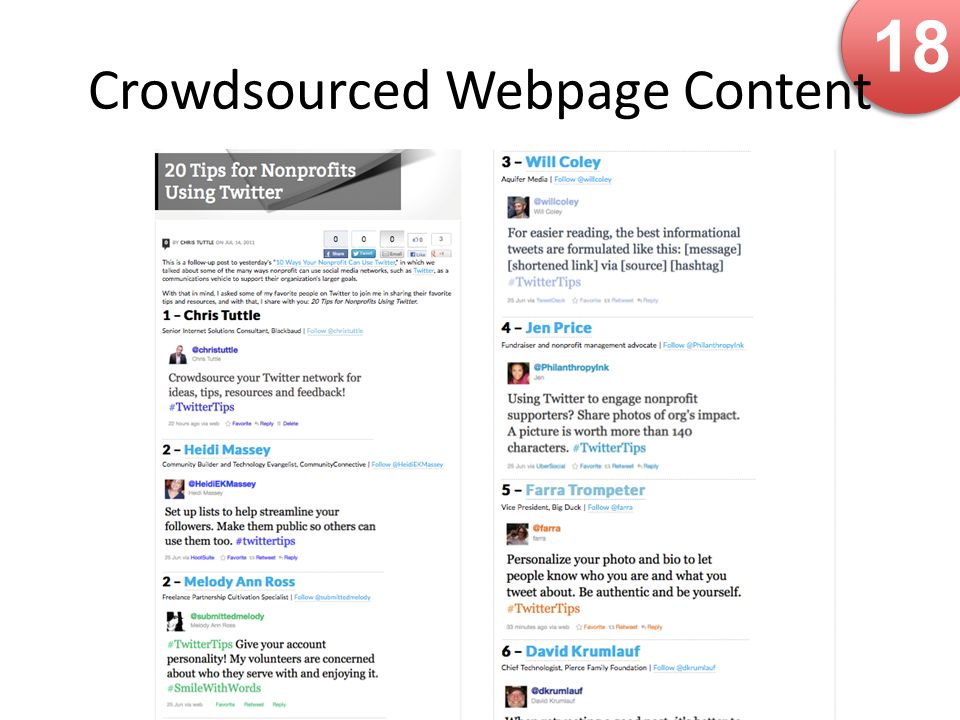 18 Crowdsourced Webpage Content