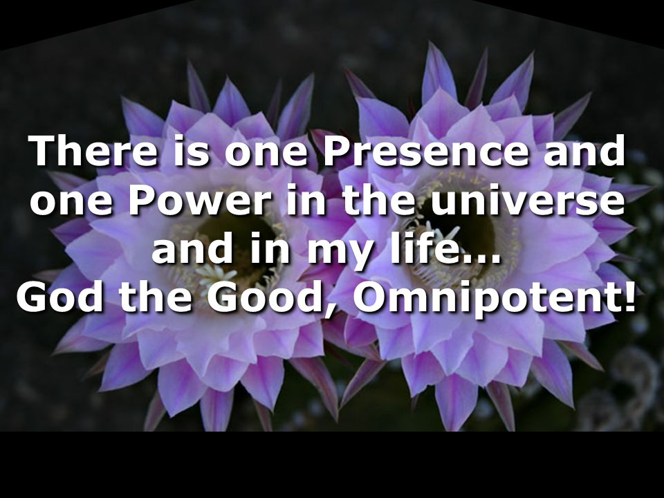 There is one Presence and one Power in the universe and in my life… God the Good, Omnipotent.