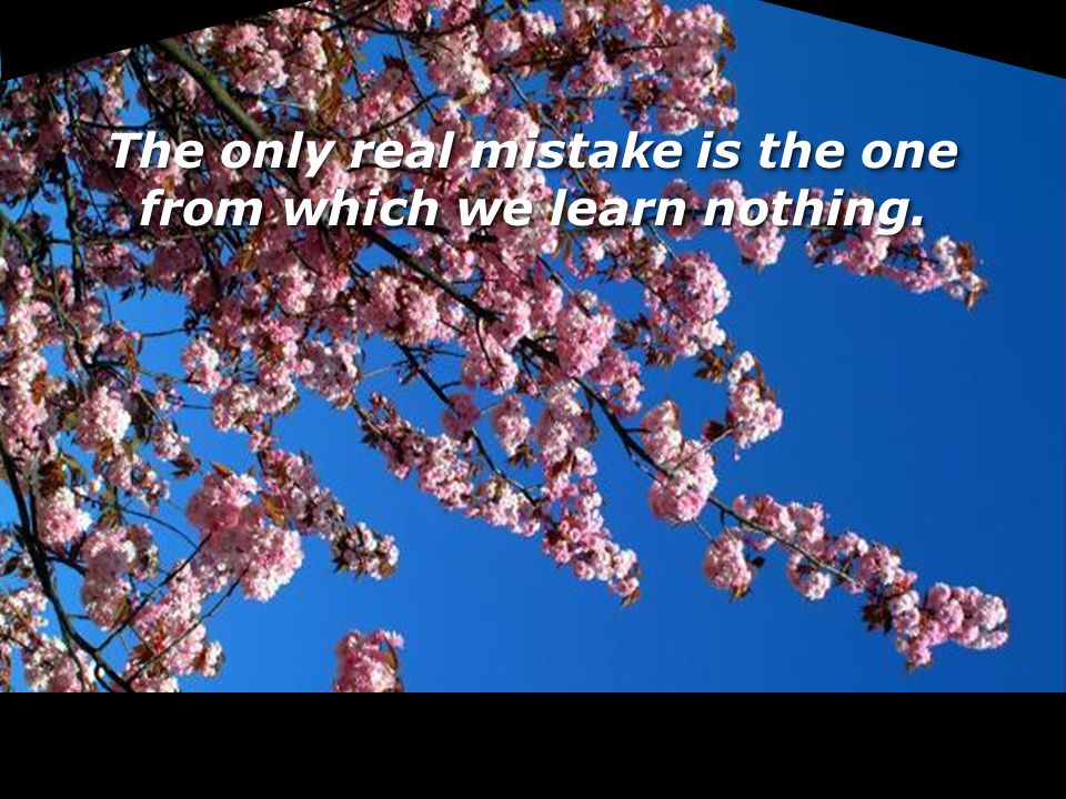 The only real mistake is the one from which we learn nothing.