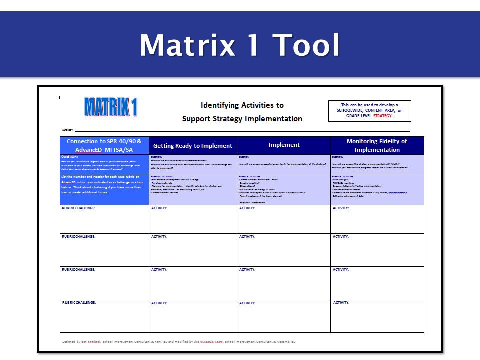 Matrix 1 Tool
