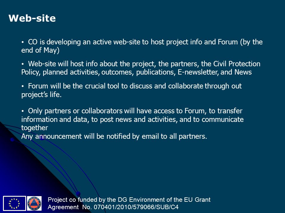 Project co funded by the DG Environment of the EU Grant Agreement No.