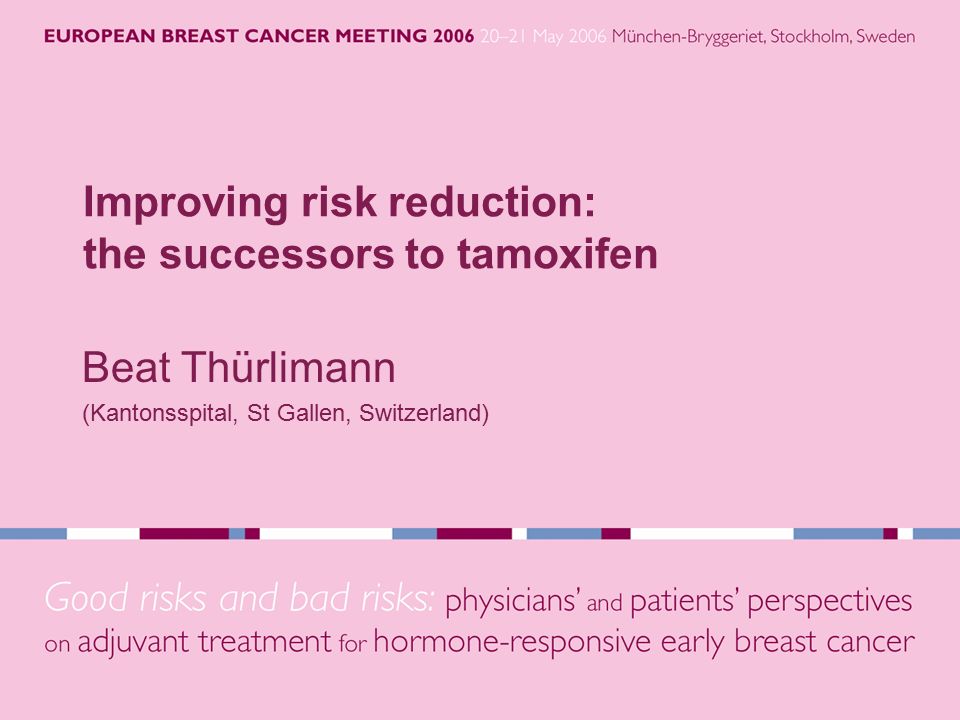 Improving risk reduction: the successors to tamoxifen Beat Thürlimann (Kantonsspital, St Gallen, Switzerland)