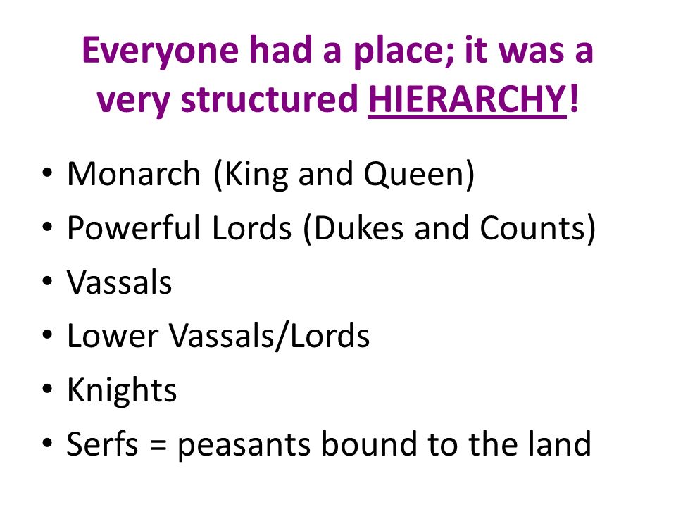 Everyone had a place; it was a very structured HIERARCHY.