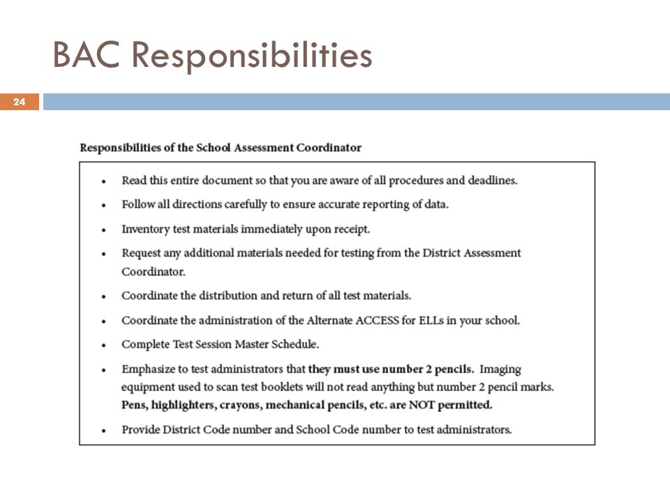 BAC Responsibilities 24