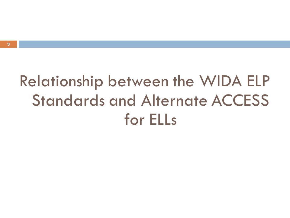 Relationship between the WIDA ELP Standards and Alternate ACCESS for ELLs 3