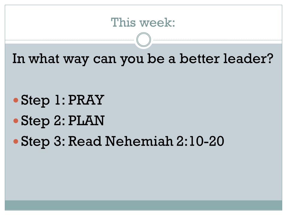 This week: In what way can you be a better leader.