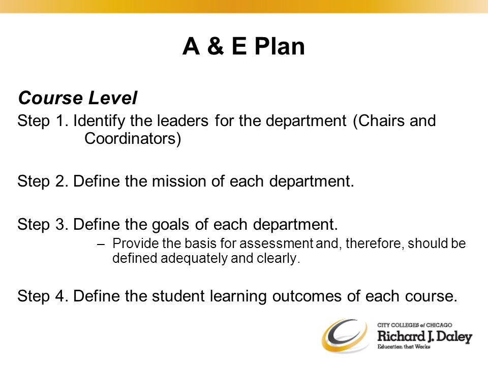 A & E Plan Course Level Step 1.