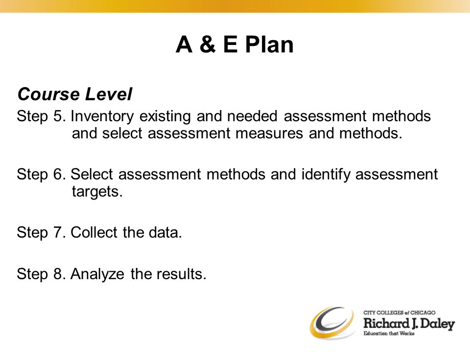 A & E Plan Course Level Step 5.
