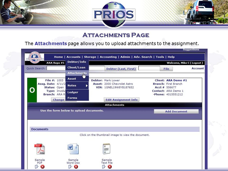 Attachments Page The Attachments page allows you to upload attachments to the assignment.