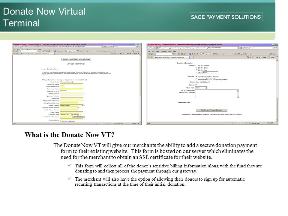 Donate Now Virtual Terminal What is the Donate Now VT.