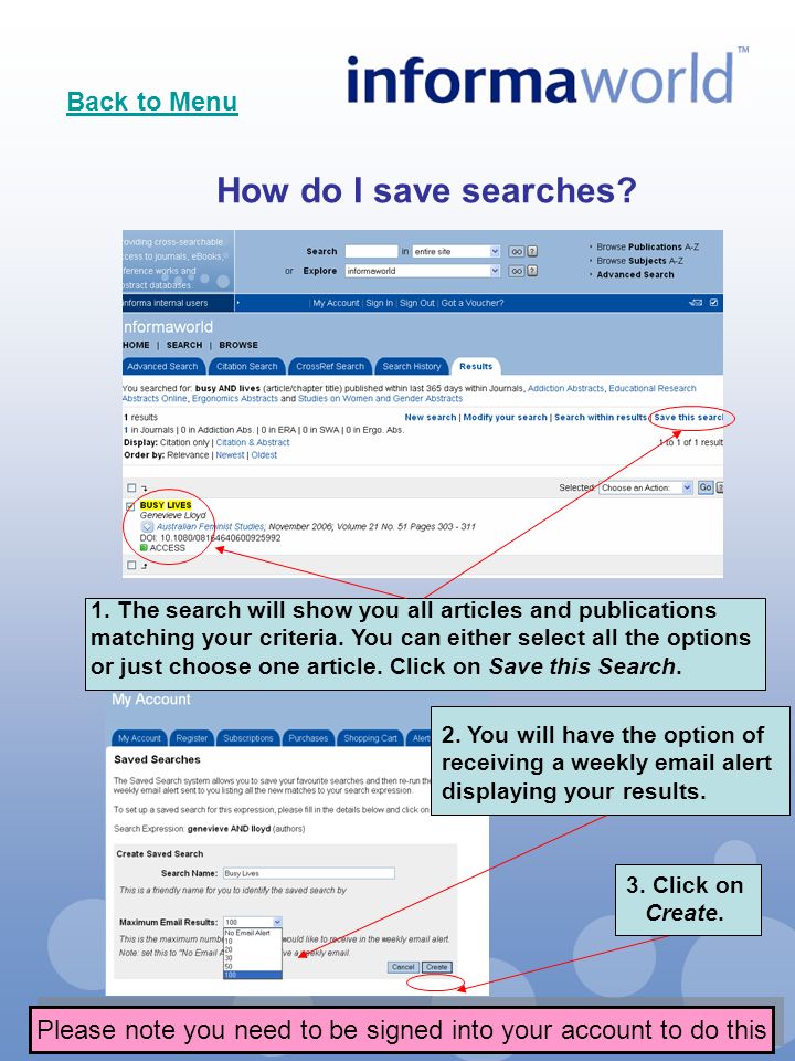 1. The search will show you all articles and publications matching your criteria.