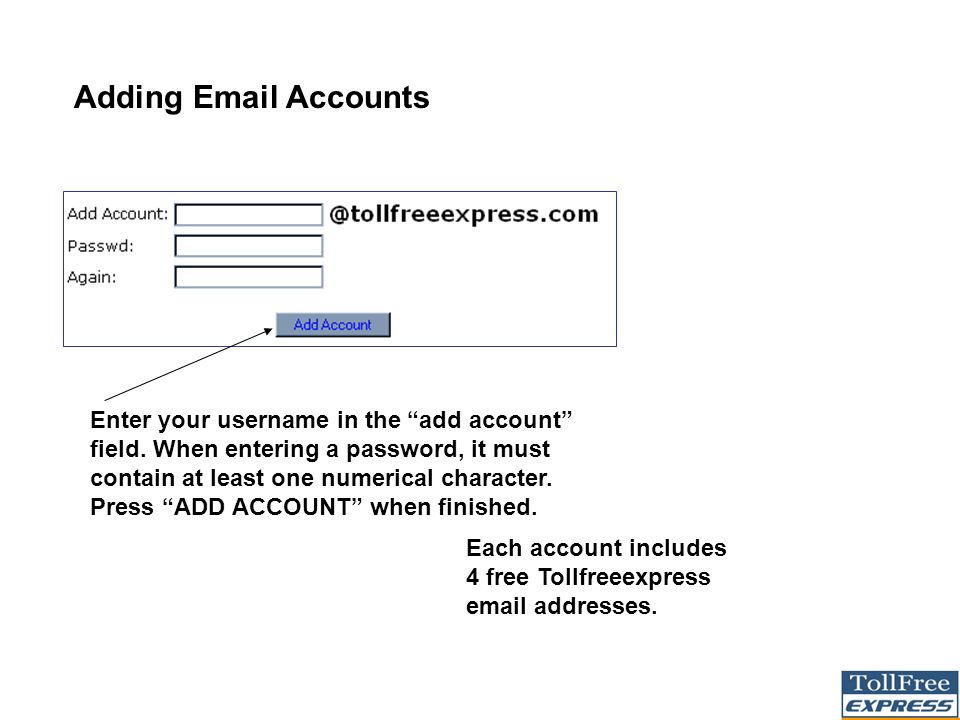Adding  Accounts Enter your username in the add account field.
