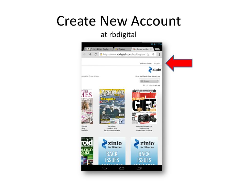 Create New Account at rbdigital