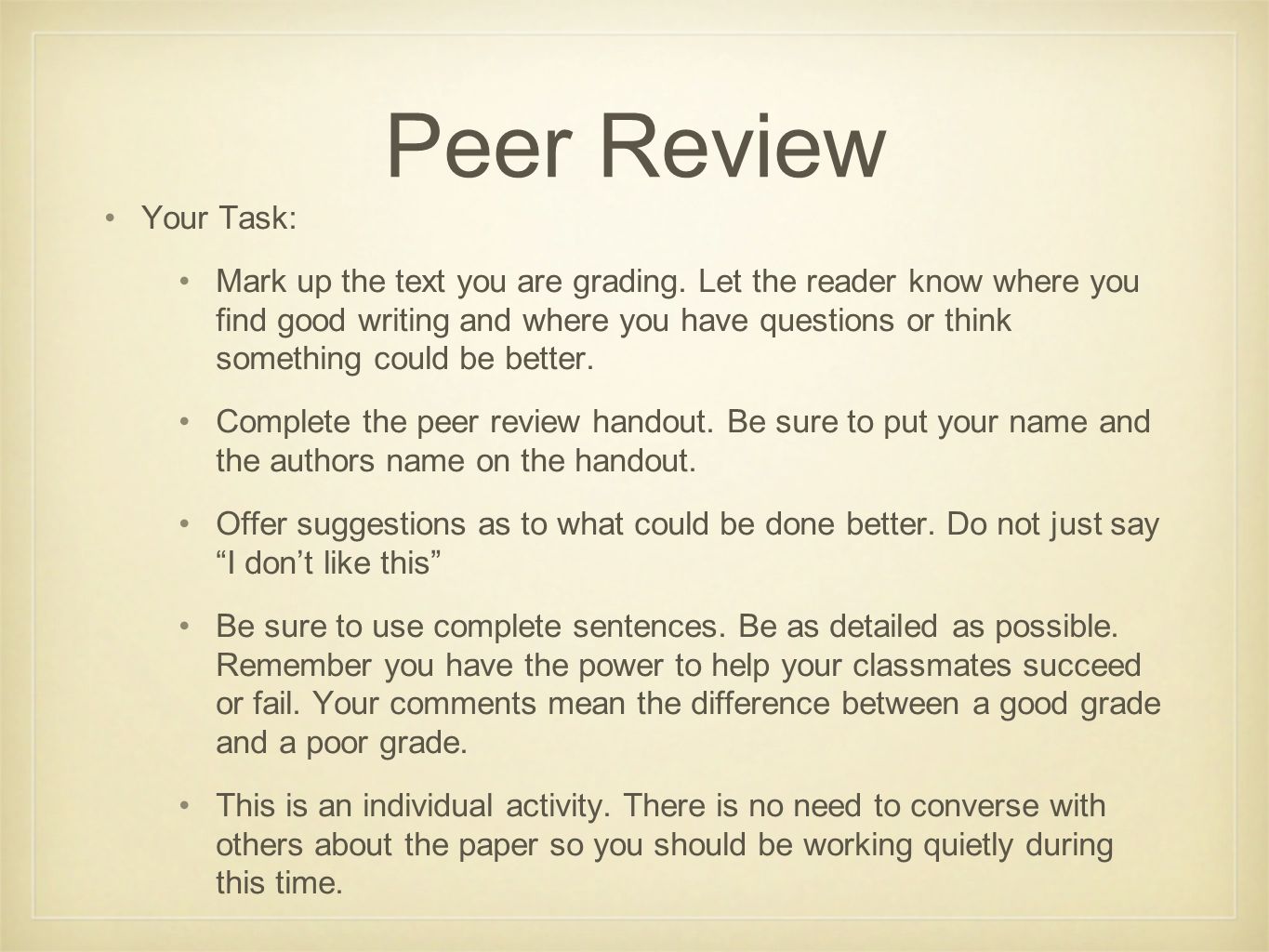 how to write peer review This strategy guide explains how you can employ peer review in your classroom, guiding students as they offer each other constructive feedback to improve their writing and communication skills. how to write peer review This strategy guide explains how you can employ peer review in your classroom, guiding students as they offer each other constructive feedback to improve their writing and communication skills.