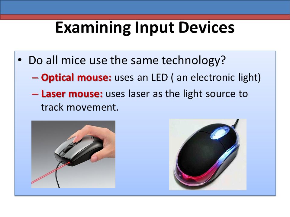 Examining Input Devices Do all mice use the same technology.