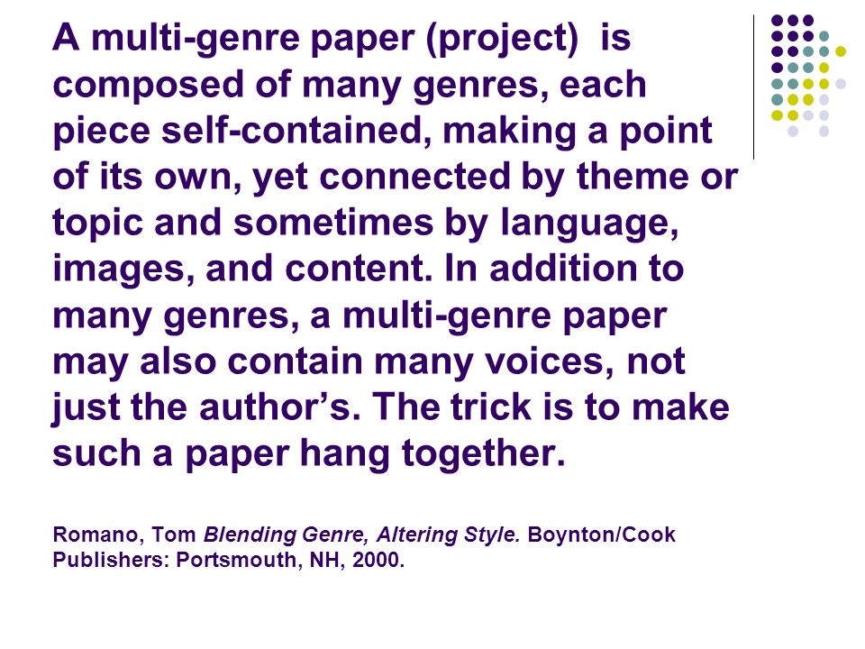 Multi Genre Research Paper