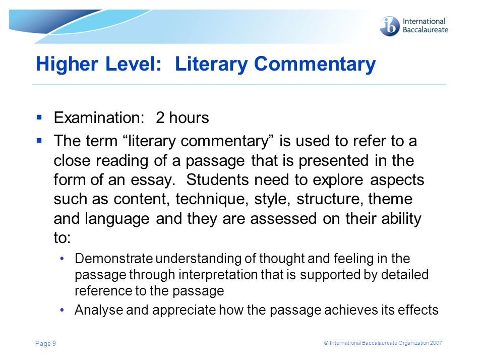 English language level coursework commentary