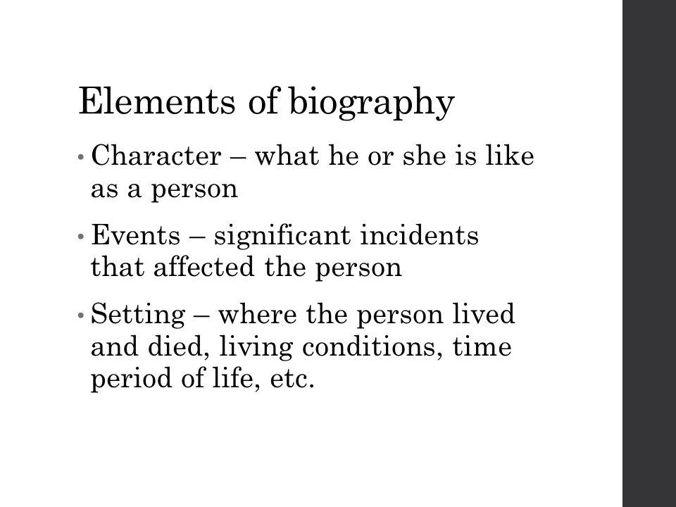 Biography of a person
