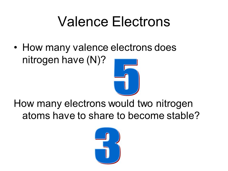 Valence Electrons How many valence electrons does nitrogen have (N).