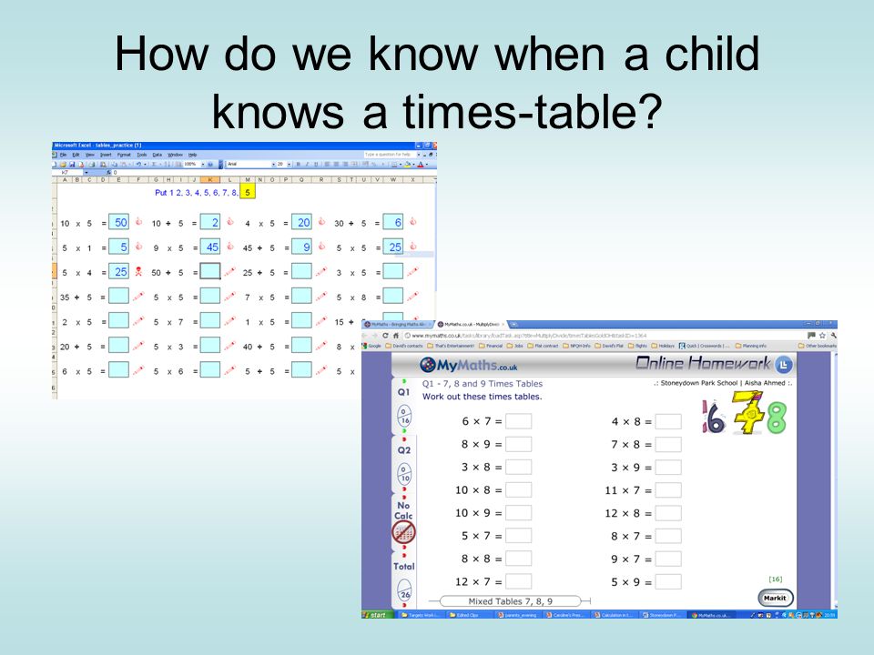 How do we know when a child knows a times-table