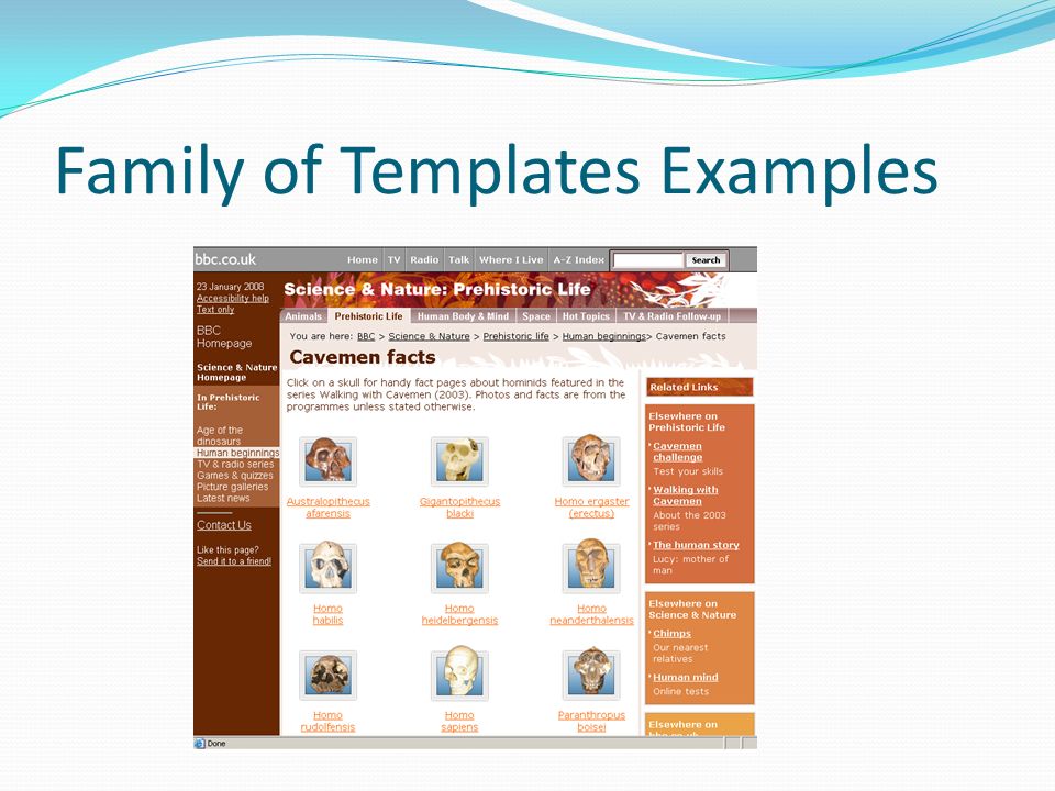 Family of Templates Examples