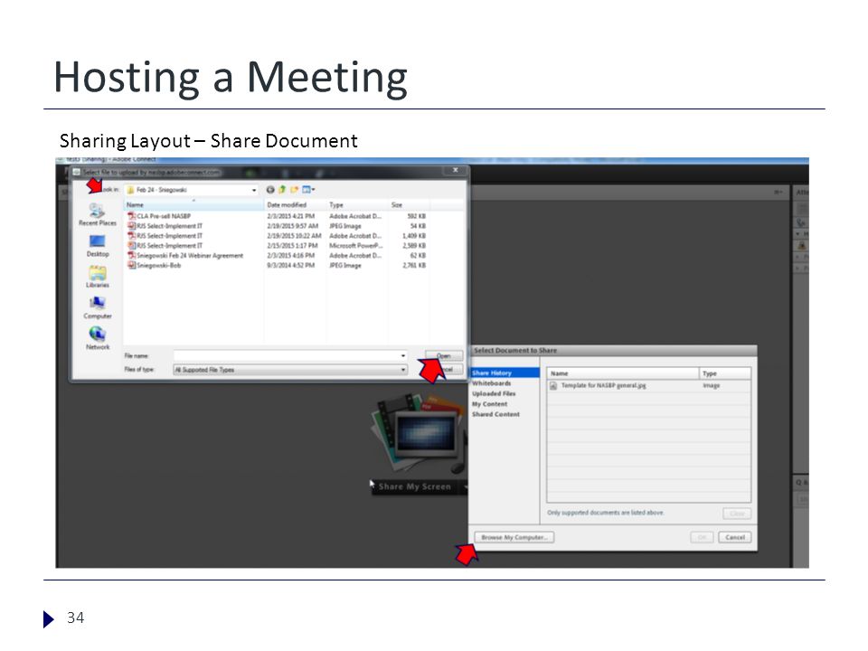 Hosting a Meeting 34 Sharing Layout – Share Document