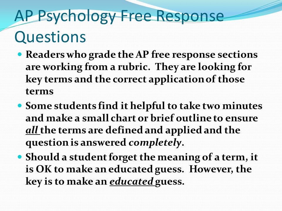 Ap psychology essay questions answers