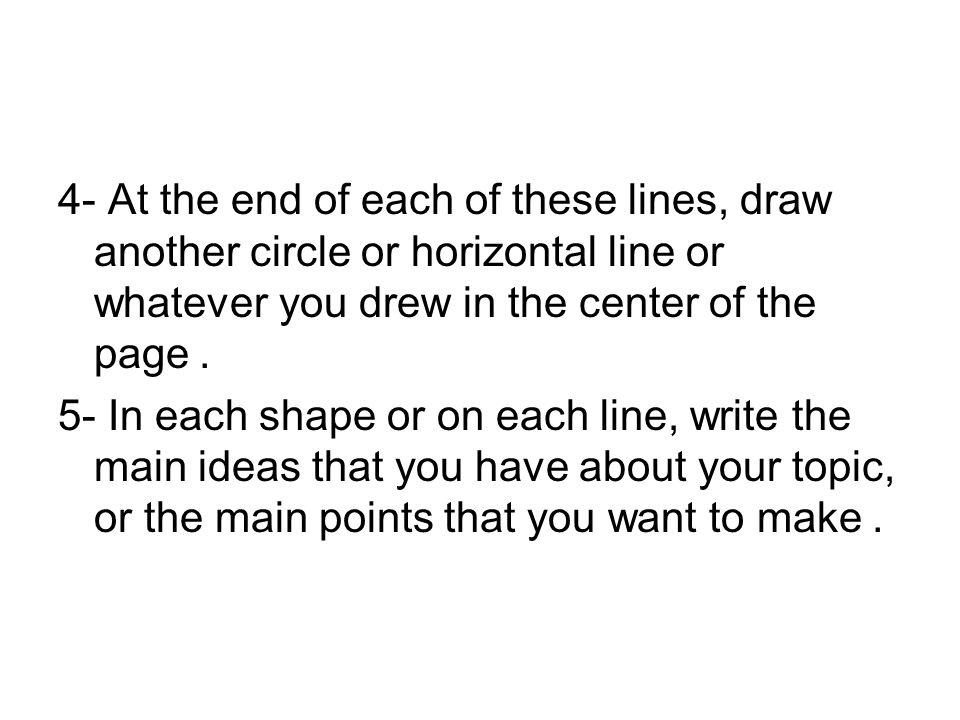 4- At the end of each of these lines, draw another circle or horizontal line or whatever you drew in the center of the page.