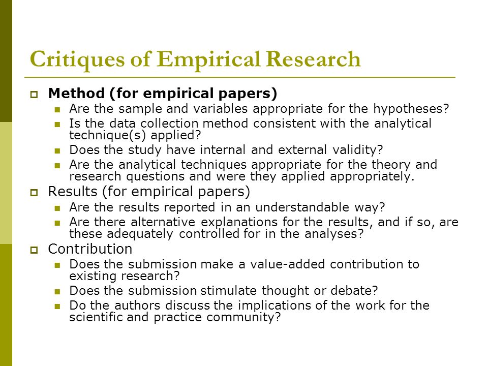 Critiquing A Research Paper