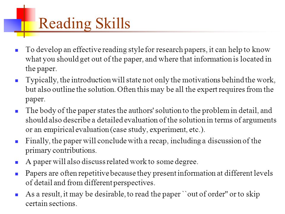 Evaluation of a research paper