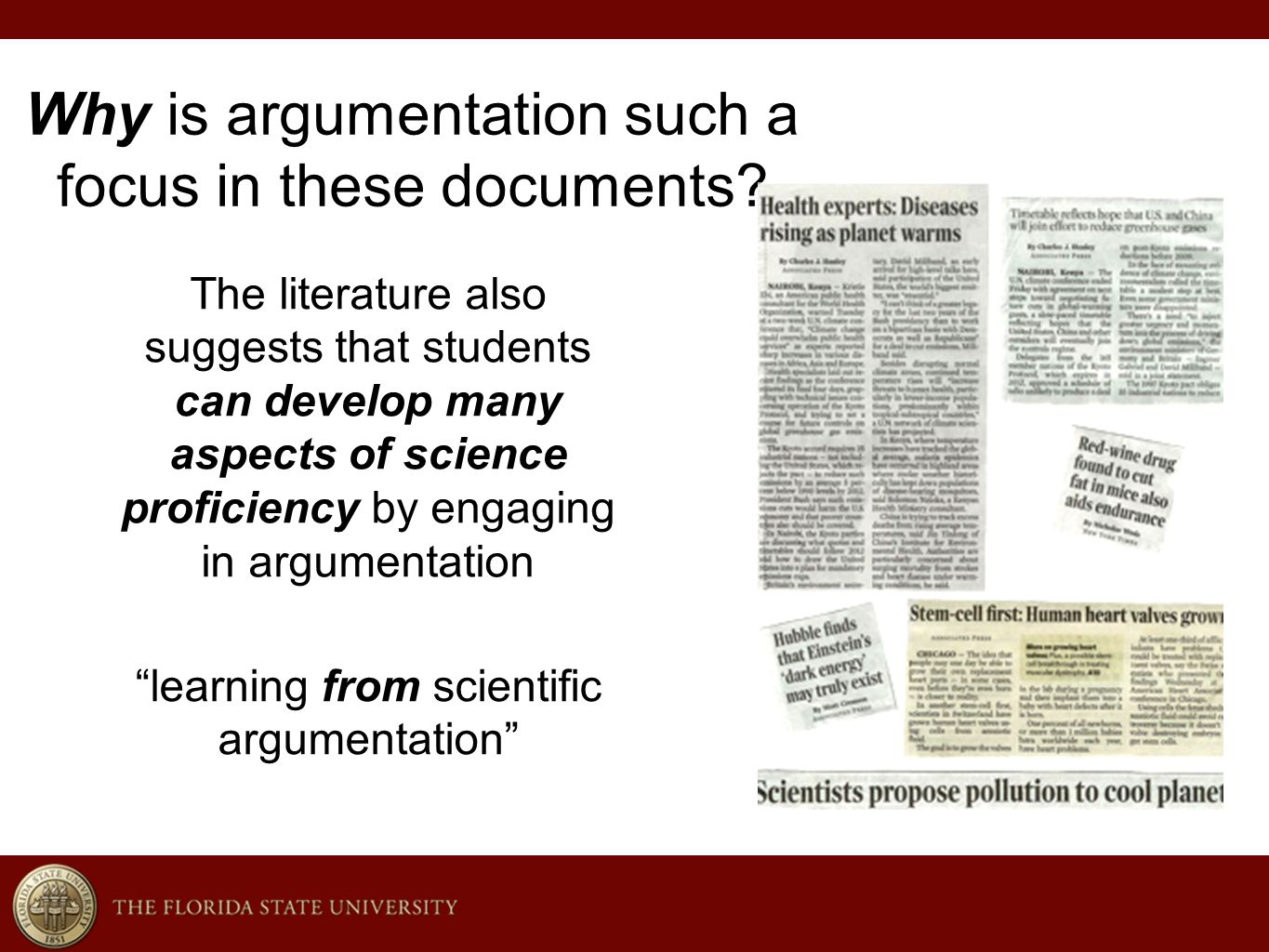 Why is argumentation such a focus in these documents.