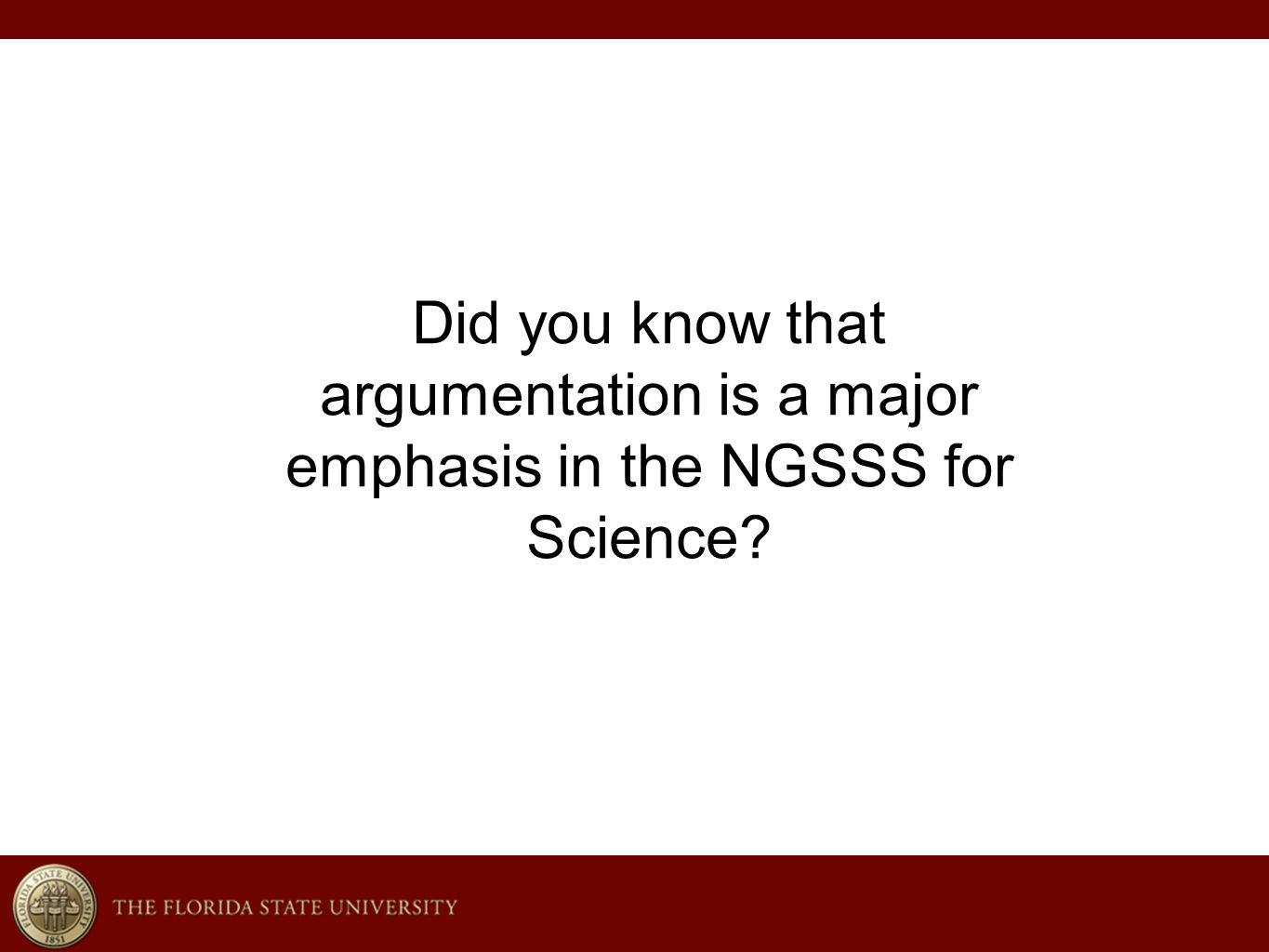 Did you know that argumentation is a major emphasis in the NGSSS for Science