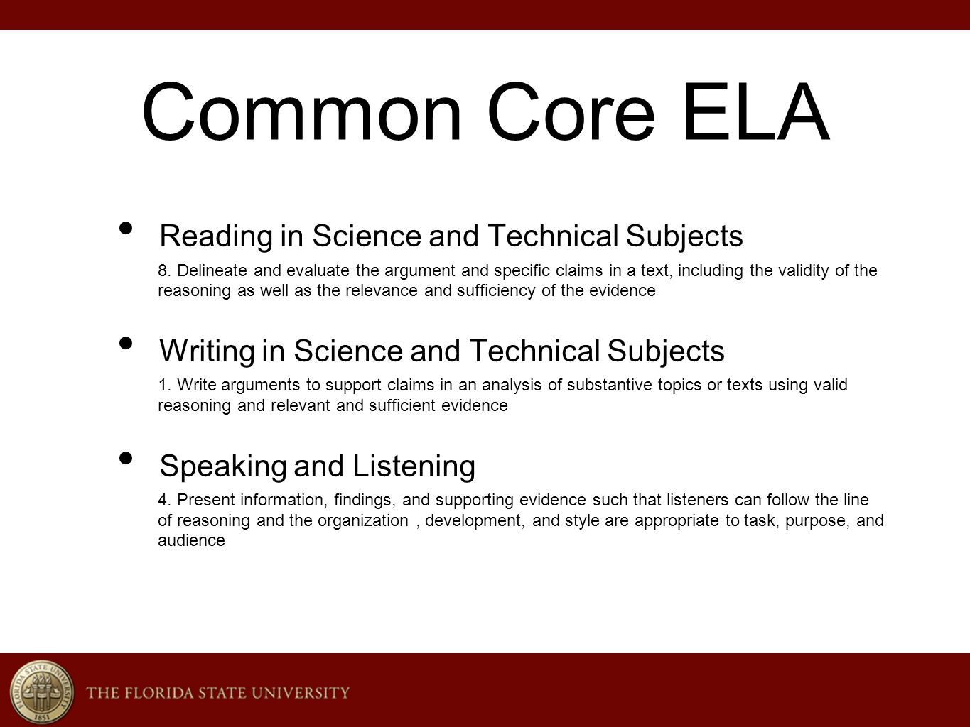 Common Core ELA Reading in Science and Technical Subjects 8.