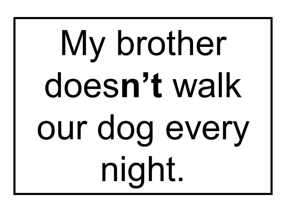 My brother doesn’t walk our dog every night.