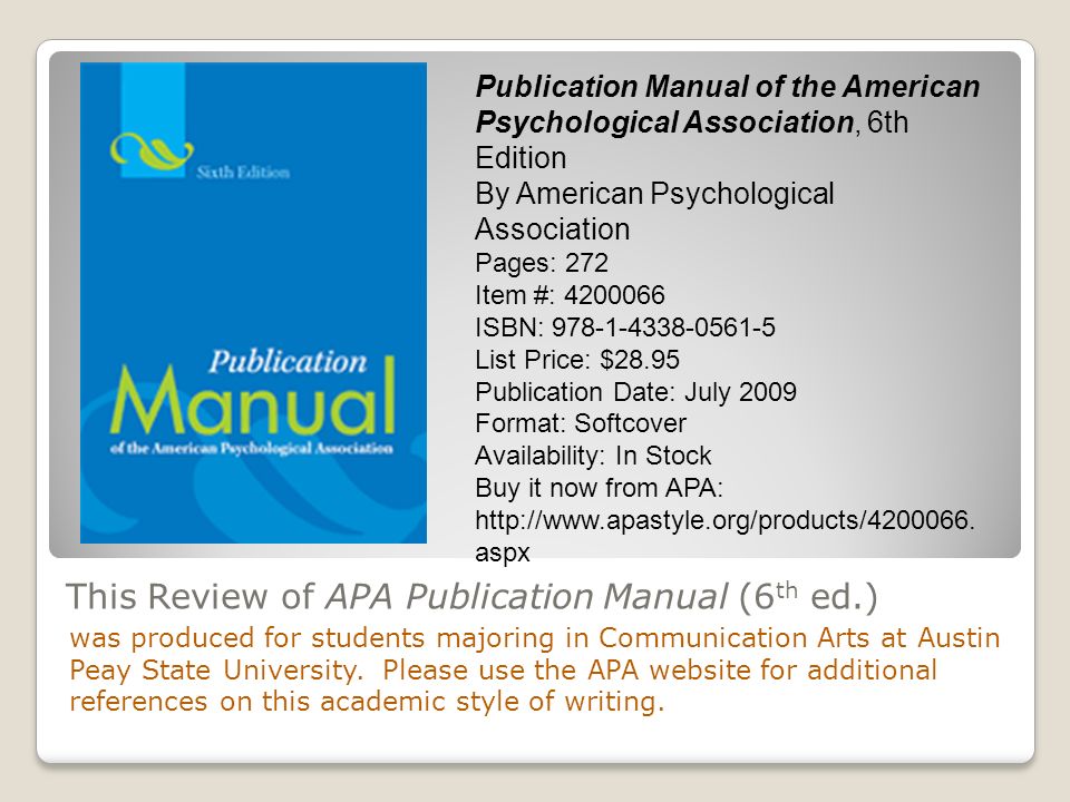 apa manual 6th edition free download